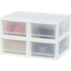 6 Qt. Small Plastic Stacking Drawer, 4-Pack, Stackable Storage Organizer, White